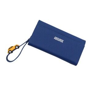 Absurde Blue Leather Wristlet Wallet with Yellow Vintage Car Charm New